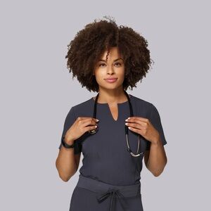 Mandala Scrubs Notch Neck Top Pewter 4XL New in package